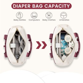 LOVEVOOK Diaper Bag Backpack,Diaper Bag Tote with Insulated Pockets,Baby Bag for Girl Boy with Changing Pad,Large Baby Diaper Bag with Pacifier Case,Anti-Theft Travel Backpack for Women,Red-White