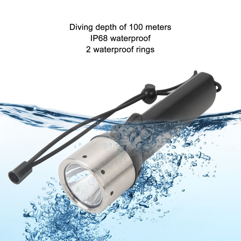 Diving Flashlight Black Dive Light 200lm 328ft IP68 Waterproof Compact