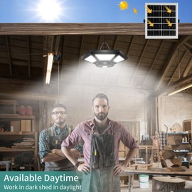 AEQ Solar Shed Light Indoor Outdoor Work in Daytime with Remote Control, 360° Lighting Waterproof Solar Indoor Lights with Motion Sensor/Timer/5 Modes for Home Garage Barn
