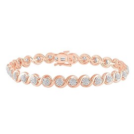Beyond Brilliance 1/4 Carat Round Natural Diamond ‘S’ Link Tennis Bracelets for Women | Miracle Plated Sterling Silver Tennis Bracelet | Fine Jewelry for Her | Gift Box Included