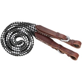 Tough 1 5 Foot Flat Braided Pony Reins Black/Grey/White