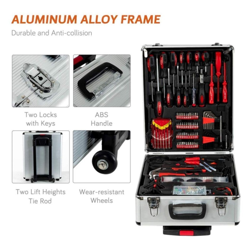FLZOSPER 799-Piece Sturdy Tool Set with Rolling Wheels Aluminum Trolley