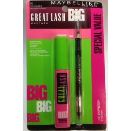 Maybelline Great Lash BIG Mascara Very Black + Line Express Ebony Black EYELINER