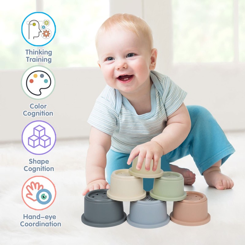 Stacking Cups Baby Toy 6-12 Months, Toddler Nesting Playset for