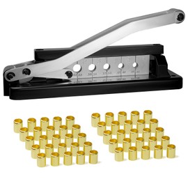 Heavy Duty Ferrule Hose Crimper Tool for 1/4, 5/16, 3/8in PVC and rubber hoses, Air Hose Repair Kit with Ferrules Fittings (50pk) 0.593" ID, Kit,Air Hose Crimper, Torch Hose Repair Kit