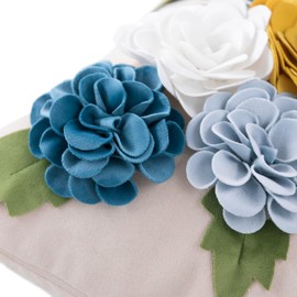 KINGROSE 3D Flower Throw Pillow Cover Decorative Floral Cushion Cover Home Decor Pillow Case for Sofa Couch Chair Living Room Bed 18 x 18 Inches Blue