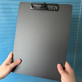 9.4" Wx12.6 Lx0.06 T Hard Plus+ 3K Carbon Fiber Clipboard Ultimate Light and Thin Portable Cool Black Twill Smooth Hard Writing Board Black Low Profile Clip Hide Hook Art Paint Draw