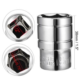 TOP-VIGOR 2Pcs 1/2-Inch Drive 19mm 6-Point Shallow Socket, Metric, Cr-V Drive Socket for Auto Repairing and Household