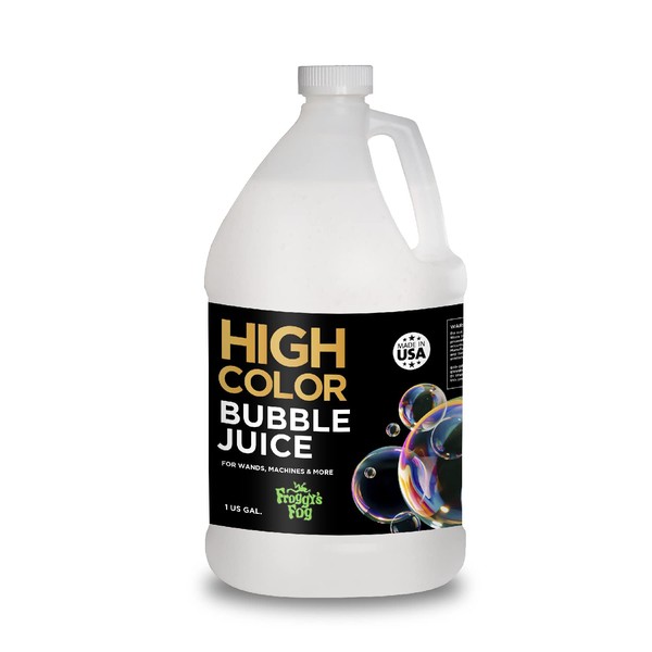 Froggy's Fog High Color Bubble Juice, Strong, Long-Lasting Bubble Solution Creates Iridescent Bubbles for Bubble Machines, Bubblers, Bubble Toys and Bubble Wands, 1 Gallon