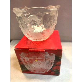Mikasa Holiday Lights Angels Frosted Glass Candleholder 3 1/4" SA 835/910 NEW