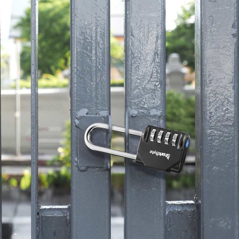 SharkByte Combination Long Padlock [2.6" Long Shackle] 4 Dial Heavy