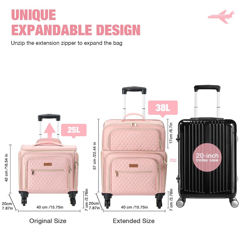 Lekespring Softside Expandable Luggage with 4 Spinner Wheels, 20 Inch