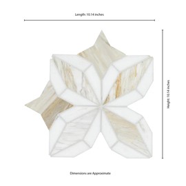 Tenedos HTC339 Selene Gold Radiance 10x10 Polished Marble Mosaic Tile – Star Pattern for Wall, Floor, Shower, Backsplash (Box of 5 Sheets, Natural Stone)