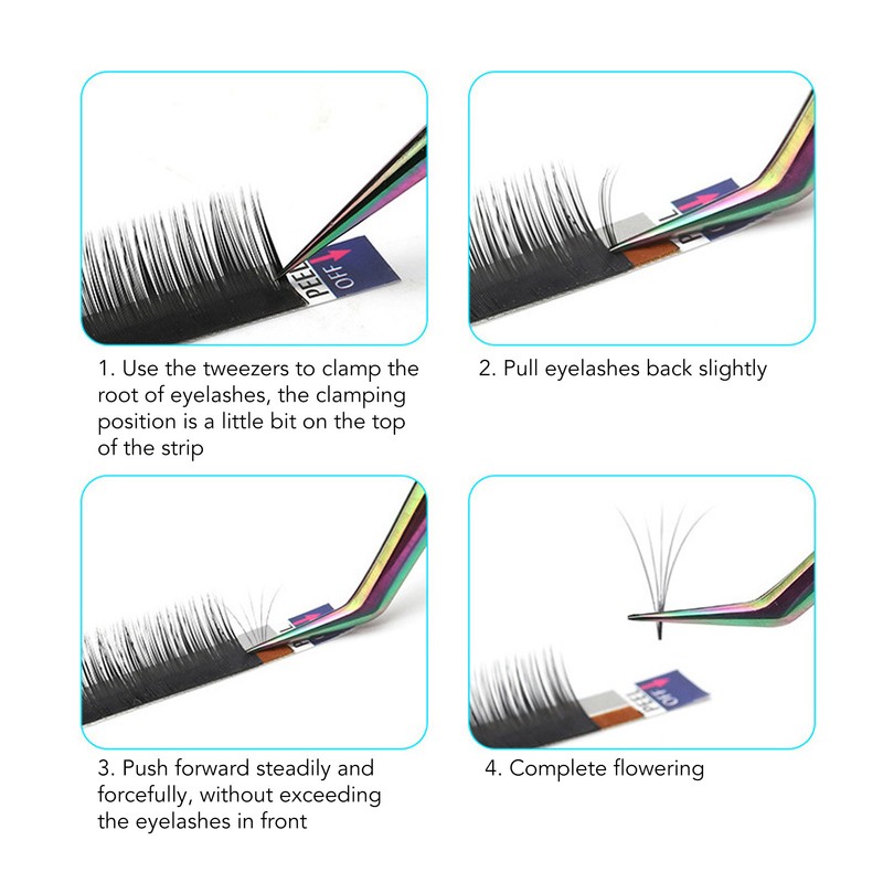 3PCS Eyelash Tweezers Stainless Steel Lash Tweezers Set False Eyelash