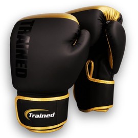 Trained Boxing Gloves 14oz (Gold & Black)