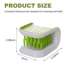 KVAEY Car Seat Belt Cleaning Brush, U-Shaped Auto Interior Washing Brush with Double-Sided Bristles, Closeable Safety Belt Bristle Scrubber Cutlery Cleaner Brush for Car Home