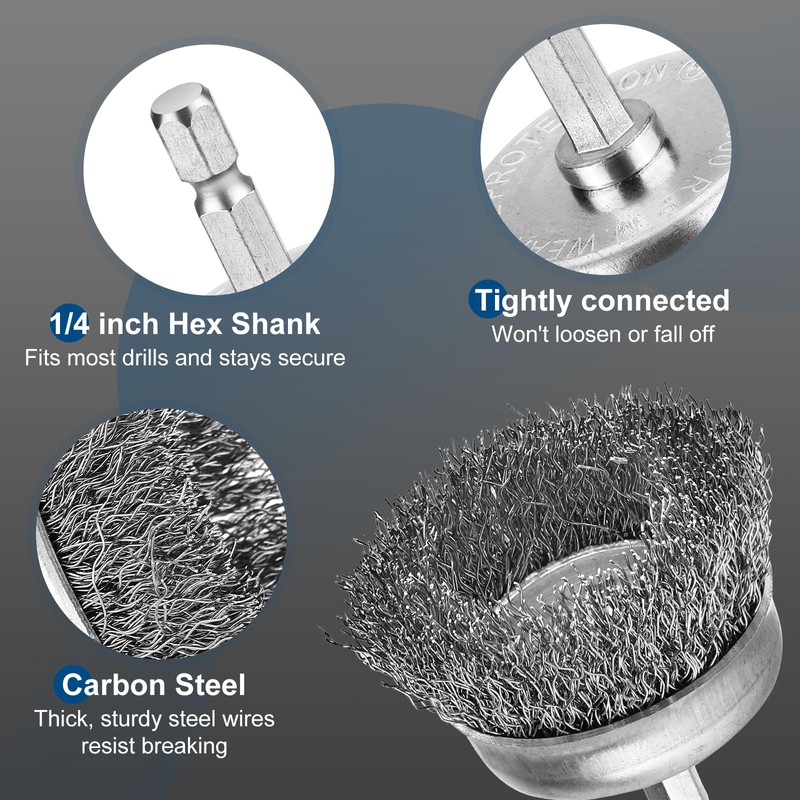 Pylevemv 19Pcs Professional Wire Wheel Brush, Carbon Steel Wire Cup
