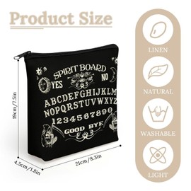 GlamLuxe Vintage Skeleton Magic Ouija Spirit Board Black Cosmetic Bag Magic Stuff Wizard Staff Makeup Bag Gifts for Women Girls Daughter Sister Bestie Birthday Christmas Nurse Mothers Day Travel