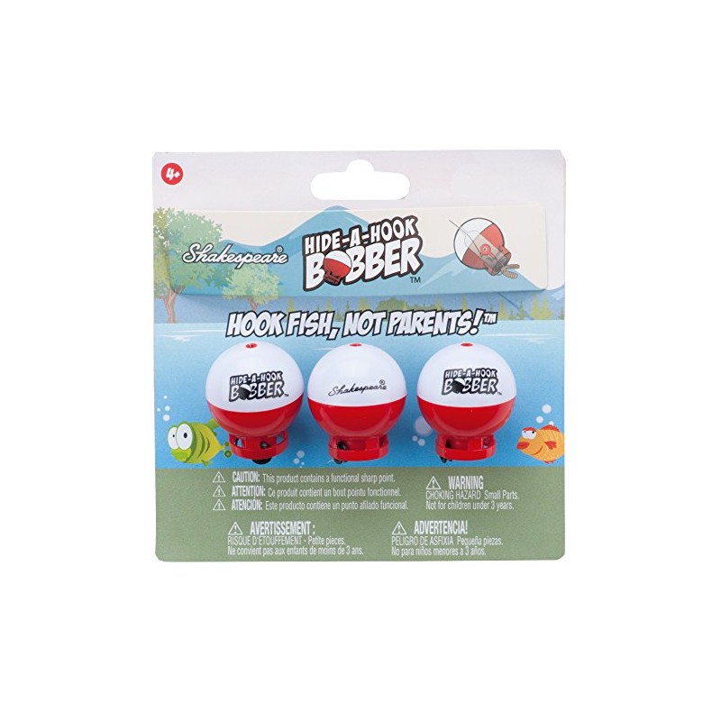 Shakespeare Hide-A-Hook Bobber, 3-Pack, Weighted Fishing Bobbers for Kids, Easy