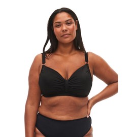 Zizzi Swim by Women's Large Sizes Bikini Bra with Underwire Drape Size, black, 44 large sizes