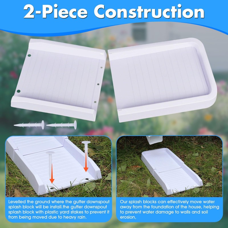 Rain Gutter Downspout Splash Block for Foundation Protection,24" Gutter Splash