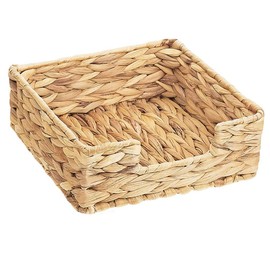 Water Hyacinth Napkin Holder, Rattan Napkin Holder for Tables, Napkin Basket Decorative Wicker Napkin Tray 7 ½"L x 7 ½"W x 2 ¾"H for Kitchen, Bathroom, Living Room