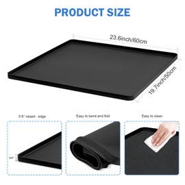 Mini Fridge Silicone Mat with Raised Edge, 23.6''x19.7'' Under Refrigerator Mat, Mini Fridge Drip Pan Prevent Water Leakage and Floor Damage, Leakproof Mat for Under Small Fridge Refrigerator Freezer