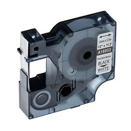 vhbw Label Tape Compatible with Dymo LabelManager 100, 100 Plus, 120P, 160, 200, 210D, 260P Label Printer 12mm Black on White - Flexible