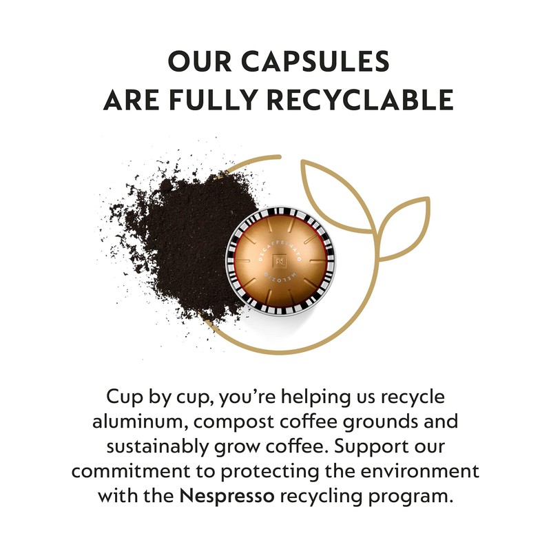 Nespresso Capsules Vertuo, Melozio Decaffeinato, Medium Roast Espresso, 30-Count Coffee