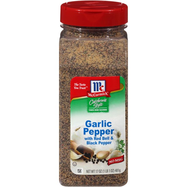 McCormick California Style Garlic Pepper with Red Bell & Black Pepper Coarse Grind Seasoning, 17 oz