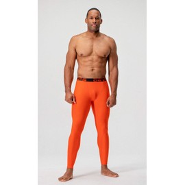 DEVOPS 2 Pack Men's Compression Pants Athletic Leggings (Medium, Black/Orange)