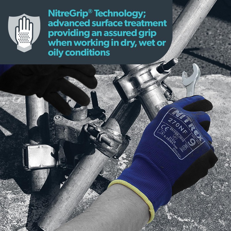 NITREX 270NF 10 Pairs of Gardening Gloves, Sandy Nitrile Palm