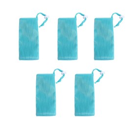 Pokinge 5 Pcs Blue Soap Bubble Mesh, Skin-Friendly Soap Foaming Net Multifunctional Handwash Accessories Utility Bashroom Tool for Wash