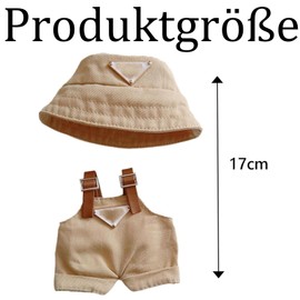 1 Set Doll Clothes 20 cm, Brown Hat and Brown Braces, Ideal for Role Play, Photography, Toys and Decoration, Children and DIY Enthusiasts