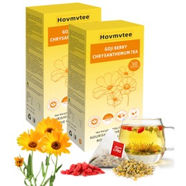 60Pcs Goji Berry Chrysanthemum Tea for Liver Health, Dandelion Wolfberry Tea, Seven Natural Herbal Ingredients, Chinese Health Herbal Tea, Kidneys & Liver Health(60 Bags, 2 Boxes)