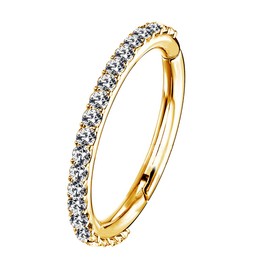 Oufer 16G Stainless Steel Cartilage Earrings, Five Petals, Clear Cubic Zirconia Flower, Tragus, Helix, Cartilage Stud Earrings, Stainless Steel, Gold 10 mm.