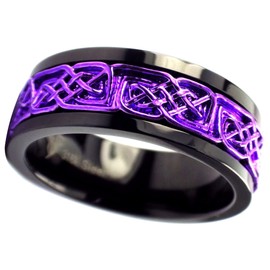 Purple Norse Viking Spinner Ring Womens Mens Black Stainless Steel Celtic Anti Anxiety Band Sizes 3-17 (10)