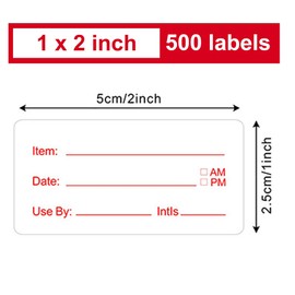 500 Pieces Dissolvable Food Labels,1 x 2inch Food Date Stickers Labels Freezer Labels for Food Containers, Easy to Write On(red)