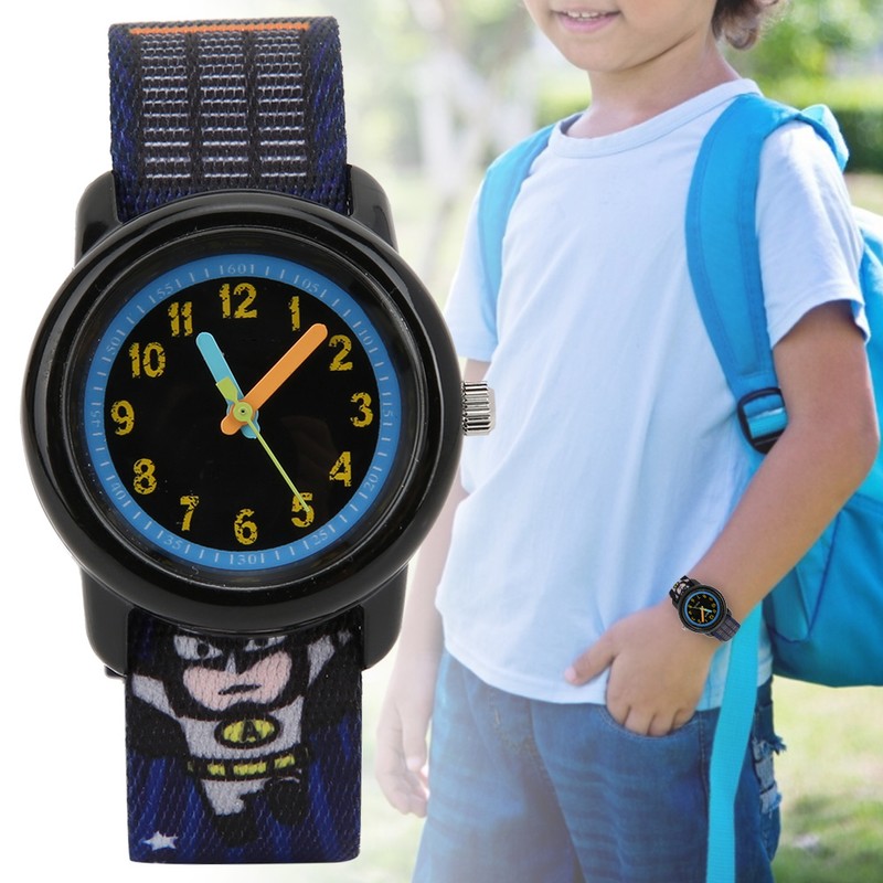 Children Watch Cartoon Pattern Waterproof Ribbon Strap Quartz Children WatchNight