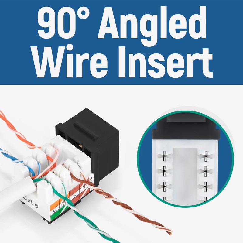 Everest Media Solutions 90° Angled CAT6 Keystone Jack in Black