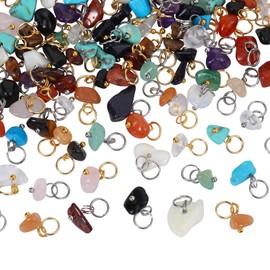 LEGENTLISUR 150Pcs 30 Styles Nuggets Gemstone Charms for Jewelry Making Crystal Stone Pendants Charms Bulk with Jumprings for Necklaces Bracelets Eaarings Keychains DIY Craft Supplies