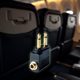 YuanHolumid Black Airplane Headphone Adapter,Airplane Airline Flight Adapters for Headphones, Dual 3.5mm Male to 3.5mm Female,Adapters Headphones, Earbuds and Accessories