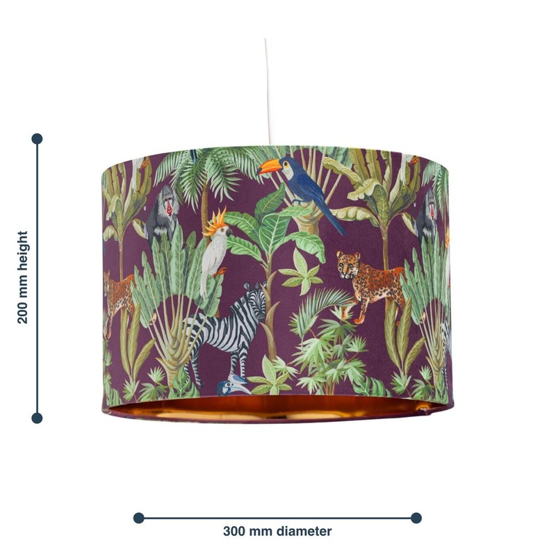 firstchoicelighting Safari Jungle Design Velvet Easy Fit Ceiling Pendant Lightshade