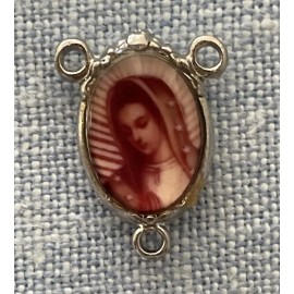 Virgin Mary Virgen De Guadalupe Centers | Rosary Making Parts | Silver Tone