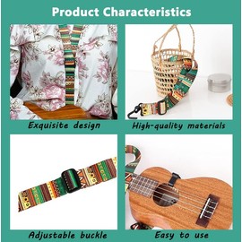 DreamAug Ukulele Strap, Ethnic, Adjustable, Suitable for Adults and Children, Unique Color Design