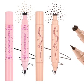 DAGEDA 2Colors Eyeliner Freckle Stamp, Light and Medium Brown Freckle Pen,Black and Brown Eyeliner Waterproof, Natural Faux Freckles Makeup, Soft Sopt Pen Magic Fake Freckles