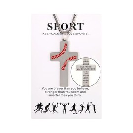 Blue Drop Sport Cross Necklace for Women Men Basketball Hockey Baseball Soccer Rugby Pendant Necklace Jesus Necklace Bible Verse Christian Faith Religious Jewelry Inspirational Gift