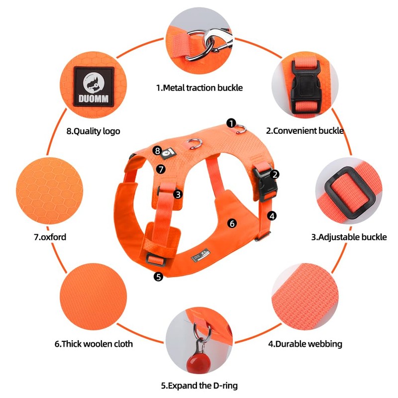 No-Pull Dog Harness, Heavy Duty Adjustable Harness with Soft Padding,