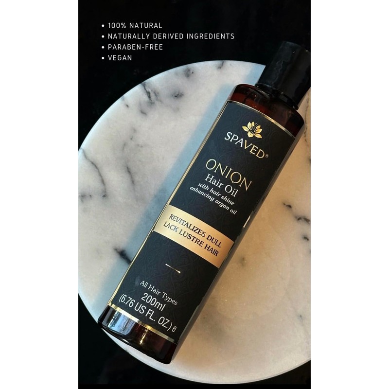 SpaVed All-Natural, Vegan Onion Hair Oil, prevents hair thinning and
