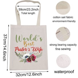 LEVLO Proud Pastor Wife Cosmetic Make Up Bag Religious Appreciation Gift World‘s Best Pastor’s Wife Make Up Zipper Bag For Minister's Wife (Pastor’s Wife Tote)
